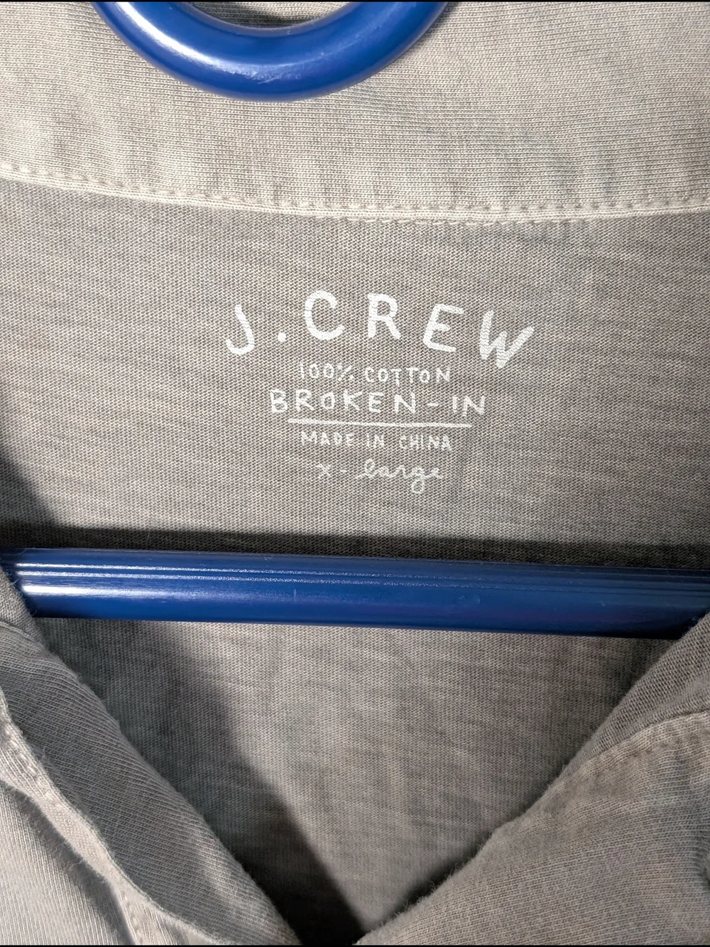 J.CREW Men's L Gray Solid Cotton Polo Shirt Short Sleeve Pocket Collared Button